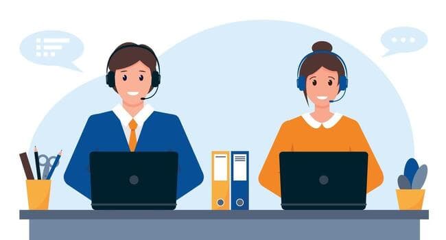 Friendly call-center agents answering dental practice calls