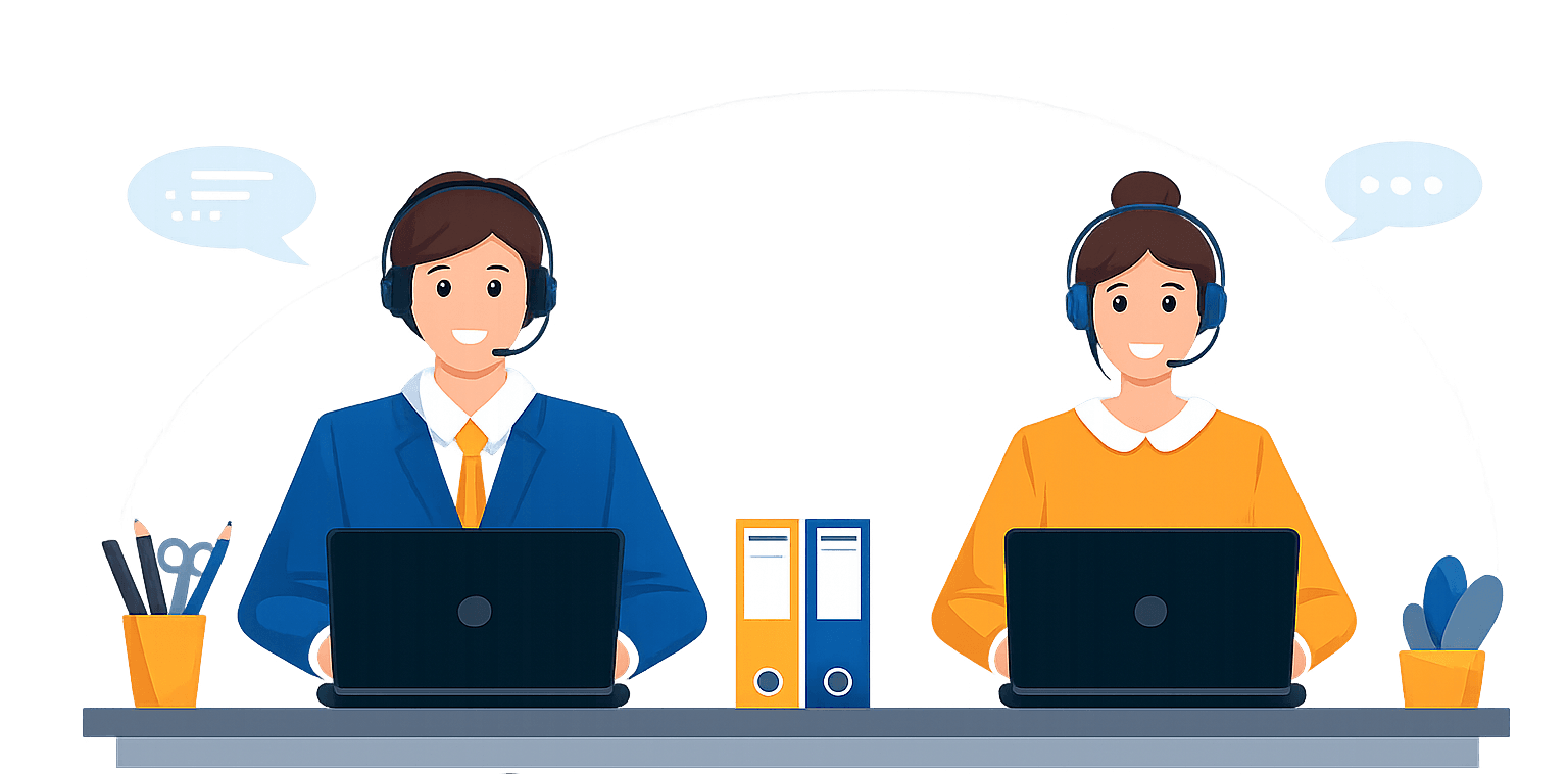 Friendly call-center agents answering dental practice calls